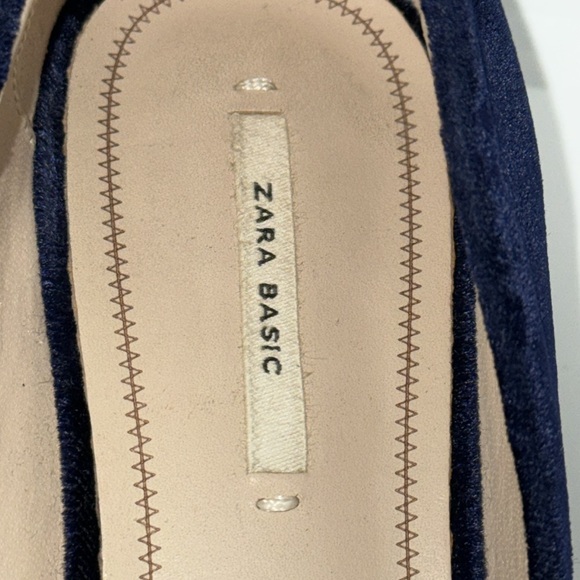 Zara Basic Navy Blue Velvet Block Heel Pumps Heels Women’s EU 39 - Picture 4 of 11